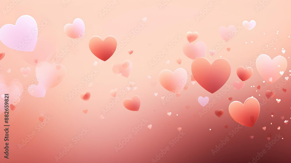 Vibrant pink and red hearts creating a romantic design on a soft pink backdrop Vibrant pink and red hearts creating a romantic design on a soft pink backdrop