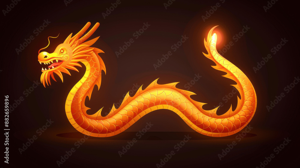 Vibrant Chinese New Year celebration backdrop featuring a luminous golden dragon. Vibrant Chinese New Year celebration backdrop featuring a luminous golden dragon.