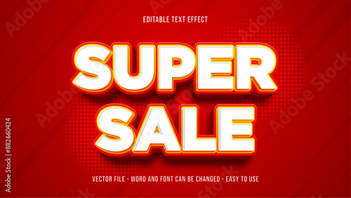 Super sale editable text effect, cartoon text style