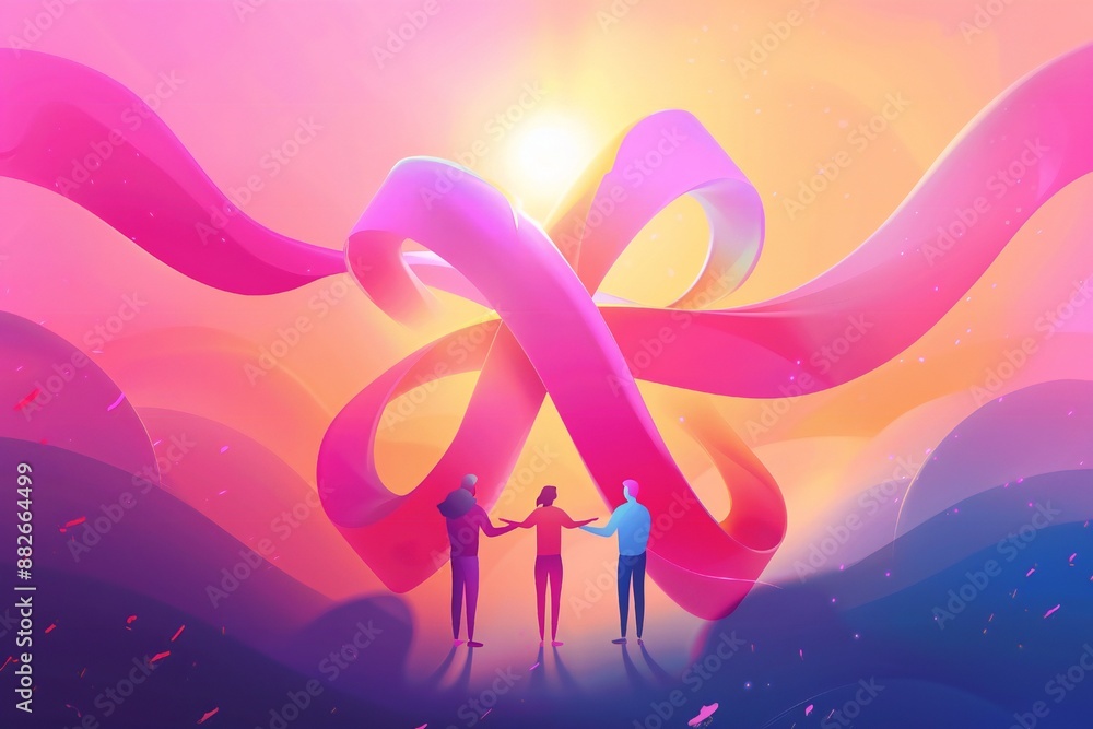Naklejka premium World cancer day supporting people to each other Generative Ai