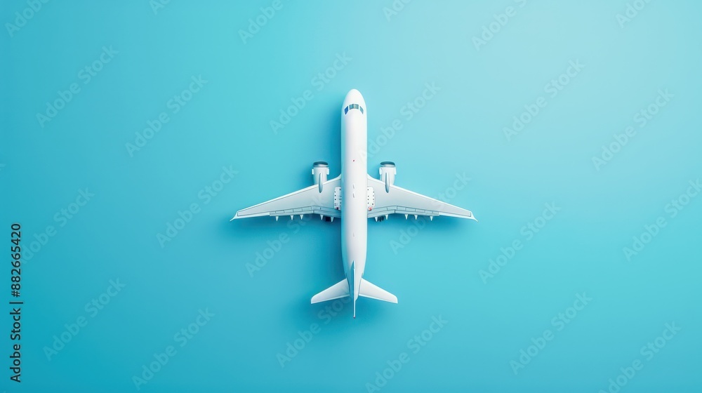 White Airplane Model Ascending Against a Vibrant Blue Sky, A Symbol of Travel and Freedom, The Flying Machine Rising into the Blue, A Skyward Journey, A Miniature Airplane Taking Flight White Airplane Model Ascending Against a Vibrant Blue Sky, A Symbol of Travel and Freedom, The Flying Machine Rising into the Blue, A Skyward Journey, A Miniature Airplane Taking Flight