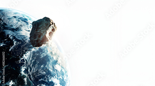 A large asteroid is seen above earth with the earth,
 An asteroid making a close pass by Earth as seen