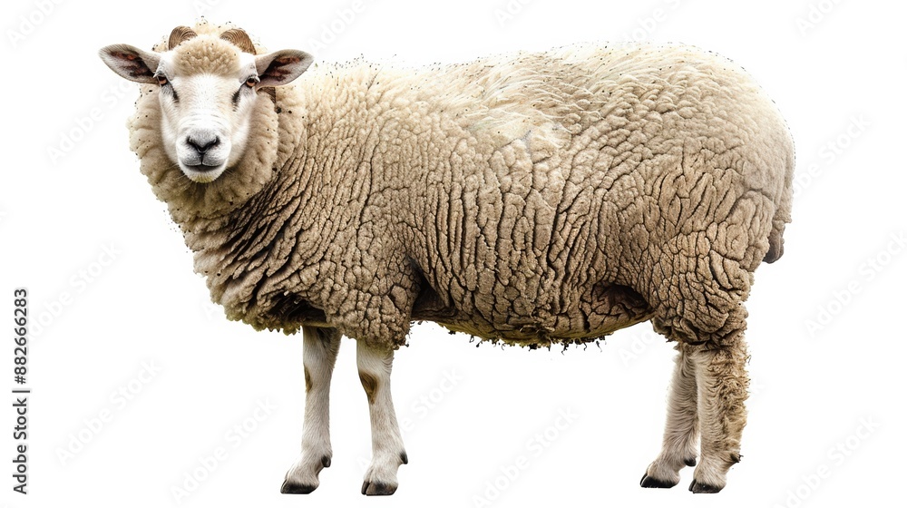 A sheep isolated on a white background A sheep isolated on a white background