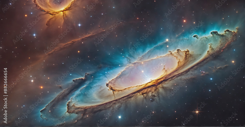 A stunning cosmic vista from space displaying a grand spiral galaxy surrounded by an expanse of twinkling stars and luminous nebulae
A stunning cosmic vista from space displaying a grand spiral galaxy surrounded by an expanse of twinkling stars and luminous nebulae