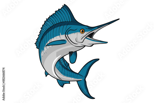Carton marlin fish vector style white background - Generative AI