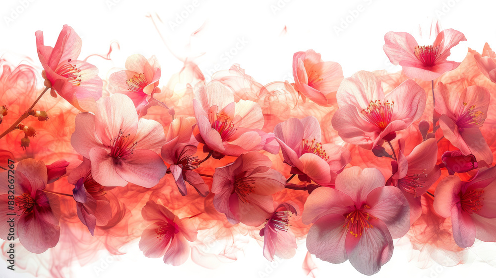 Floating pink petals in the air cut out on PNG format Floating pink petals in the air cut out on PNG format