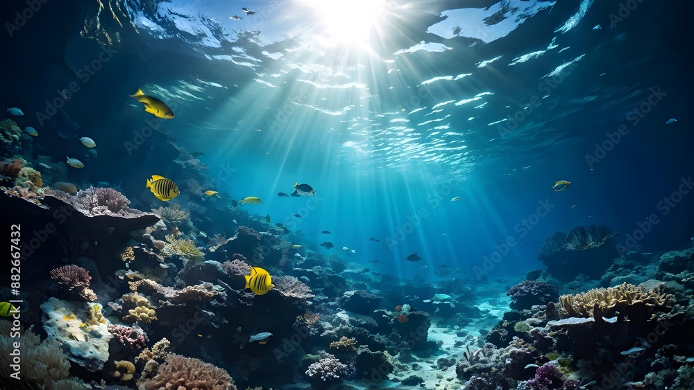 Fototapeta premium Underwater coral reef on the red sea, AI Generated