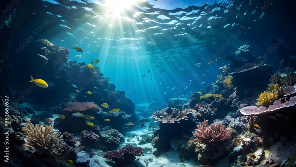 Fototapeta premium Underwater coral reef on the red sea, AI Generated