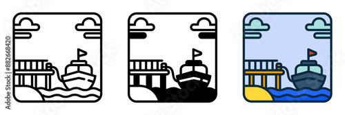 The Wharf icon represents docking and maritime activities, ideal for marine websites, harbor blogs, and port-themed projects.