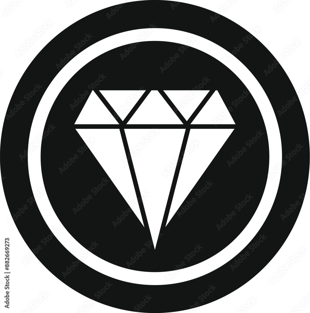 Black and white minimalist diamond icon representing concepts such as luxury, jewelry, glamour, wealth and preciousness Black and white minimalist diamond icon representing concepts such as luxury, jewelry, glamour, wealth and preciousness