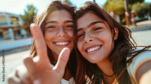 Love on the screen! Mother and daughter Latin-style vloggers pose together to...