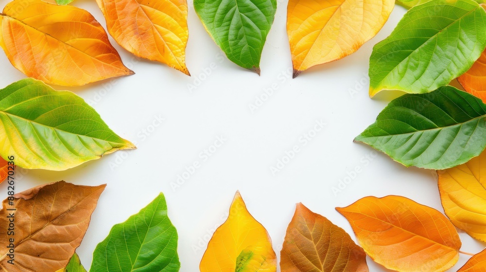 Obraz premium Vibrant display of autumn leaves with empty area