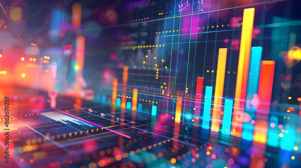 Obraz premium Vibrant Abstract Marketing Data Visualization Charts and Graphs