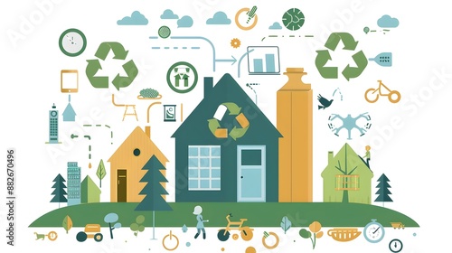 Diagram Showcasing the Multifaceted Benefits of Reducing,Reusing,and Recycling for Environmental