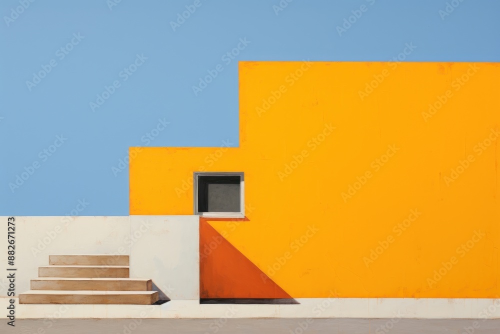 Yellow building architecture staircase house. Yellow building architecture staircase house.