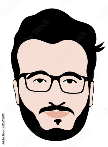 Portrait of young hipster with glasses and beard