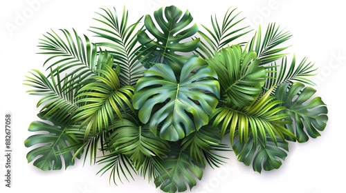 Tropical Leaves on White Background.