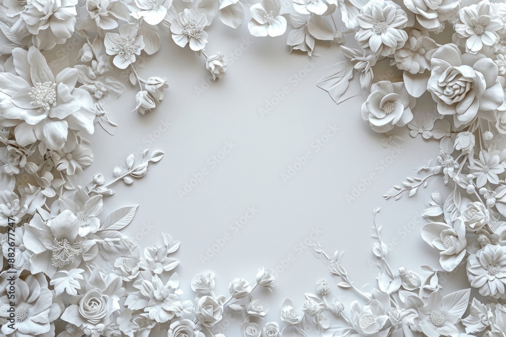 Bas-relief a floral frame sculpture texture white backgrounds full frame. Bas-relief a floral frame sculpture texture white backgrounds full frame.