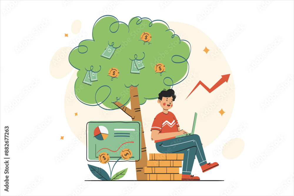 Growth Investment Vector Illustration Growth Investment Vector Illustration