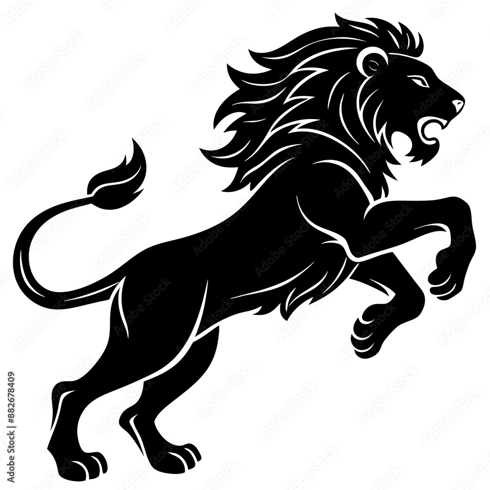 Black silhouette of a lion in a jump -vector illustration isolated on white Black silhouette of a lion in a jump -vector illustration isolated on white