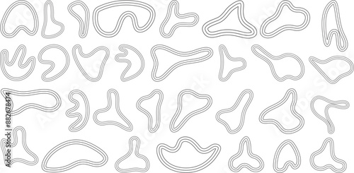 Set of Aesthetic Abstract Lines Shapes, Line art Vector