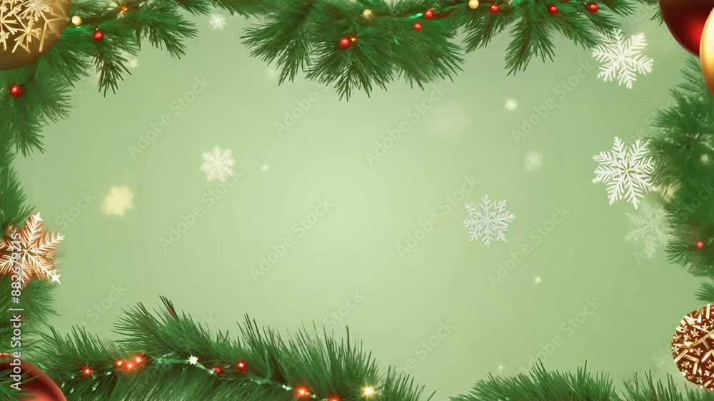 Christmas Card Template With Fir Branches and Snowflakes Generative AI Christmas Card Template With Fir Branches and Snowflakes Generative AI