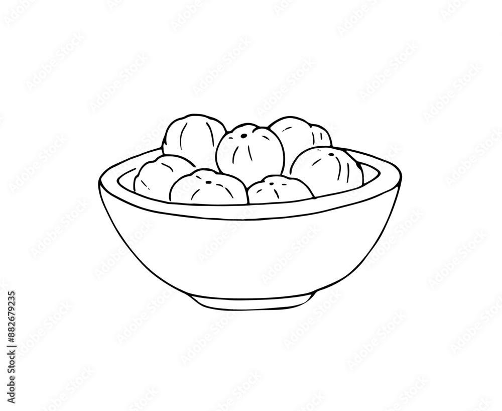 Indian gooseberry, or amla in a bowl. Ayurvedic fruit. For Treatment, food, and cosmetics. Cosmetics and medical plant. Vector hand-drawn illustration Indian gooseberry, or amla in a bowl. Ayurvedic fruit. For Treatment, food, and cosmetics. Cosmetics and medical plant. Vector hand-drawn illustration