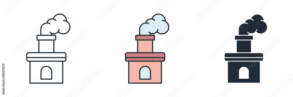 Chimney Icon symbol vector illustration isolated on white background Chimney Icon symbol vector illustration isolated on white background