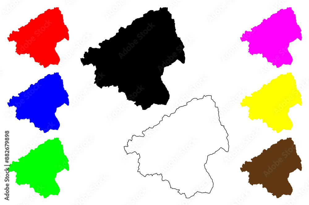 Naklejka premium Elbasan County (Republic of Albania) map vector illustration, scribble sketch Elbasan map