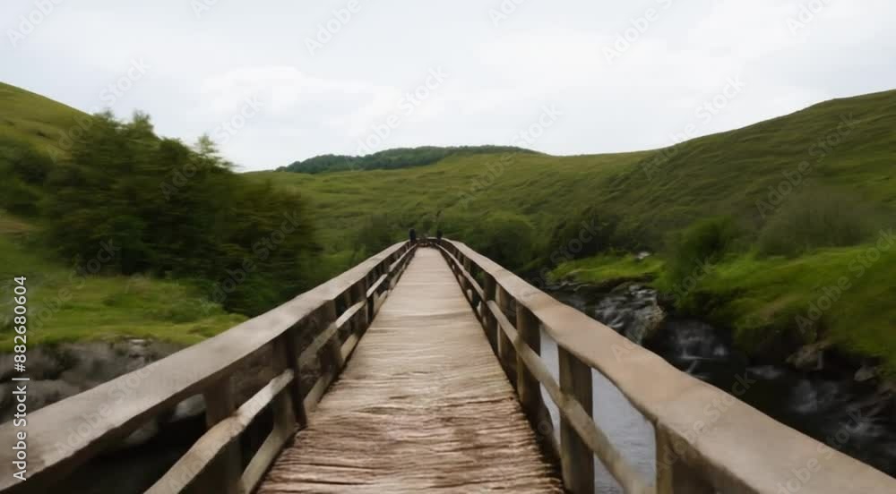 wooden bridge over river wooden bridge over river