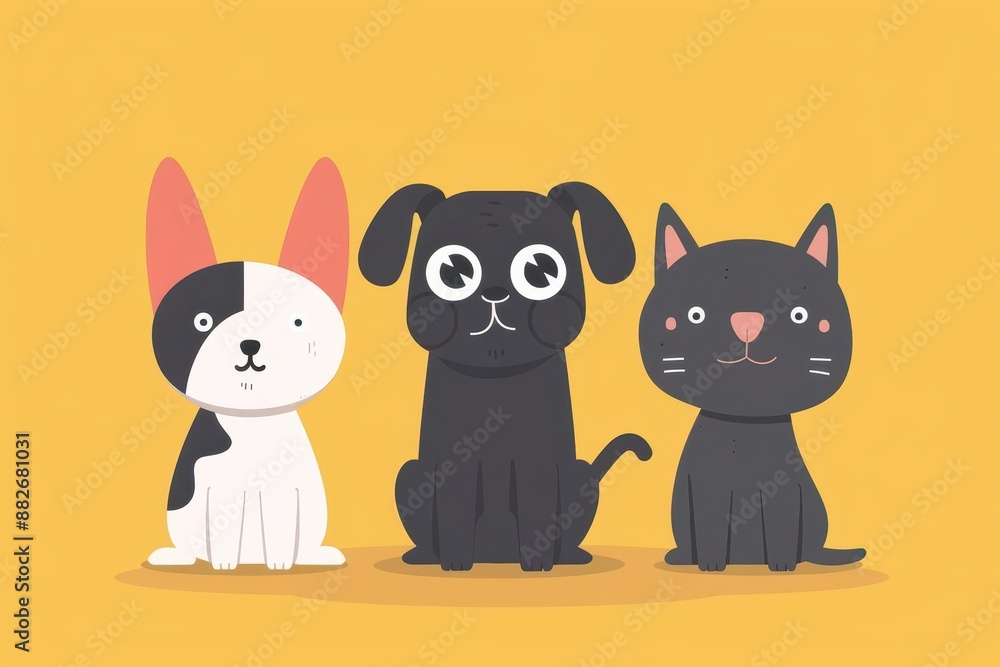 Obraz premium Headway, pets making progress, flat design illustration