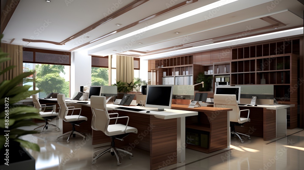 Modern Office Space with Large Windows Modern Office Space with Large Windows