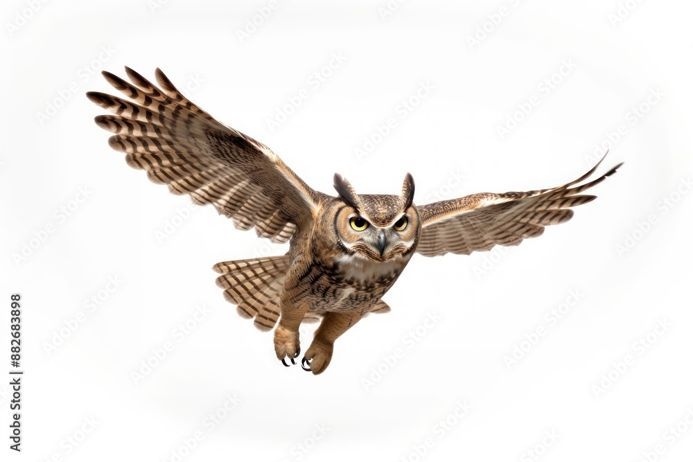 Obraz premium Great horned owl animal flying bird.