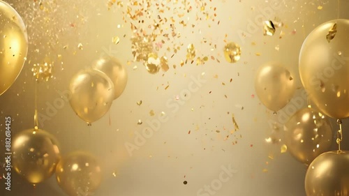 Golden Balloons and Confetti Celebration Generative AI