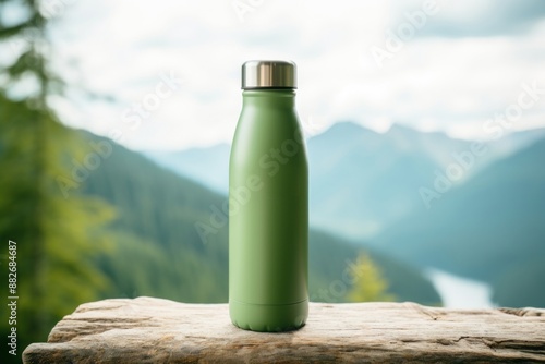Bottle green refreshment container.