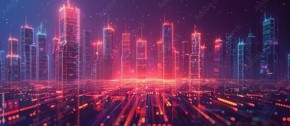 Fototapeta premium Neon Cityscape - Futuristic Urban Scene