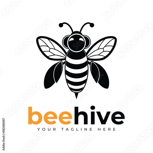 Bee charater simple mascot logo