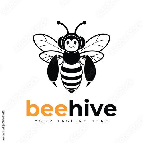 Bee charater simple mascot logo