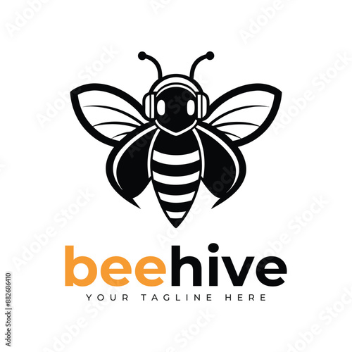 Bee charater simple mascot logo