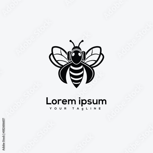 Bee charater simple mascot logo