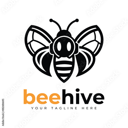 Bee charater simple mascot logo