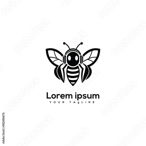 Bee charater simple mascot logo