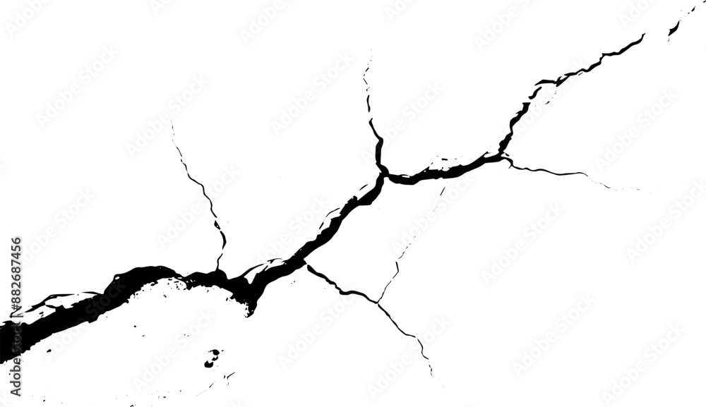 Sketch crack texture. Ground cracks, breaks on land surface from earthquake. old wall background crack vector.