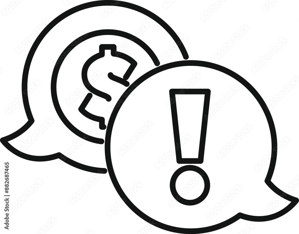 Speech bubble with a dollar sign is showing a warning message Speech bubble with a dollar sign is showing a warning message