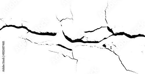Earth cracks texture on isolated vector background. black lightning bolts. Earth crack.	