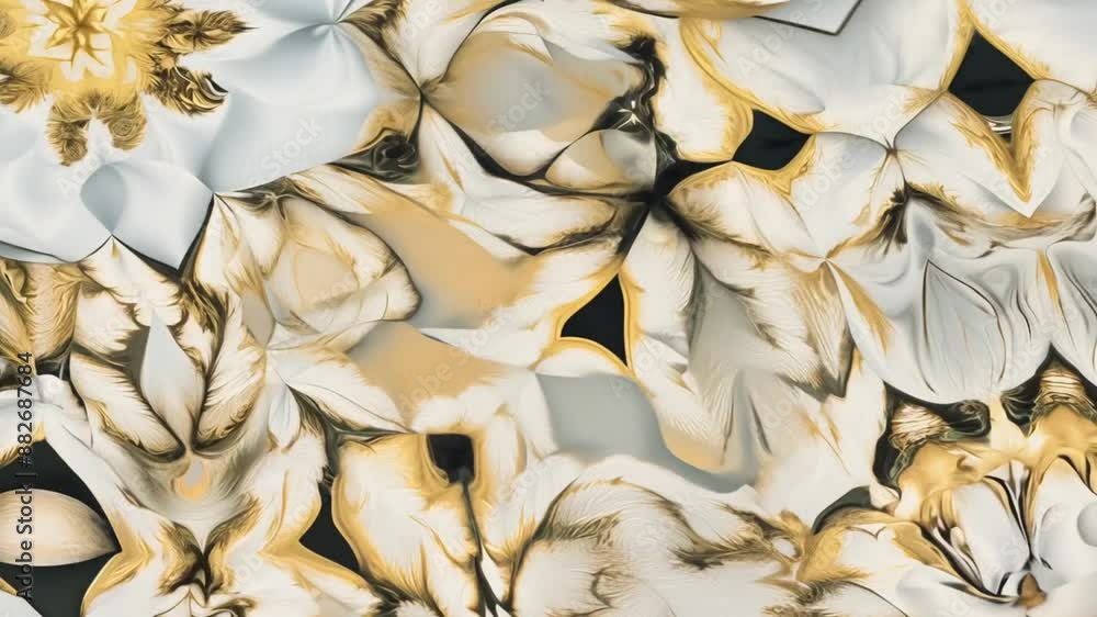 Abstract Floral Pattern in Gold and White Generative AI