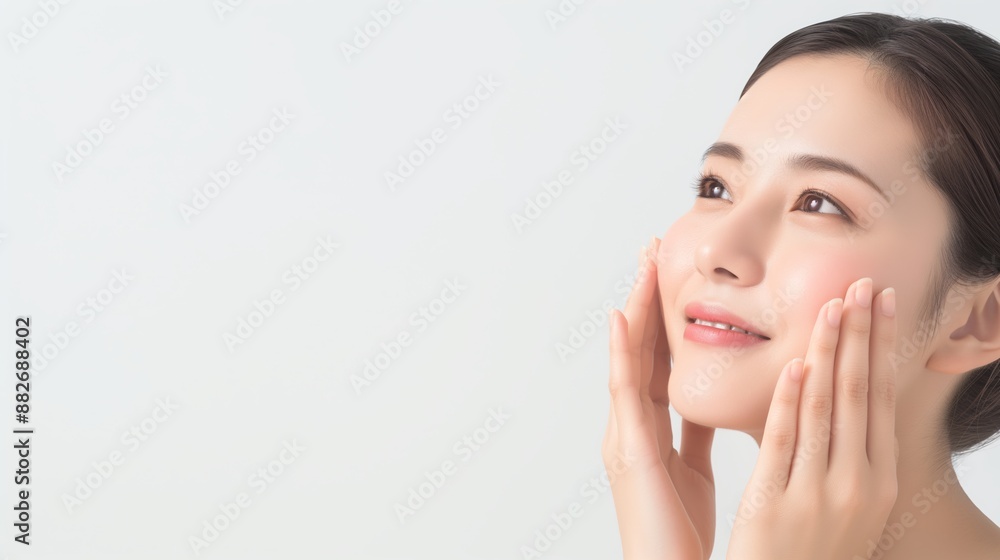 Beauty face. Woman with natural makeup and healthy skin portrait. Skin care, cosmetic concept Beauty face. Woman with natural makeup and healthy skin portrait. Skin care, cosmetic concept