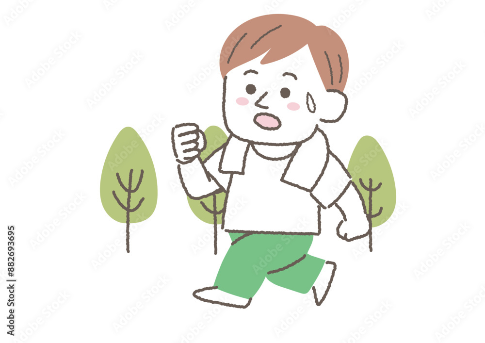 外を走っている男性のイラスト