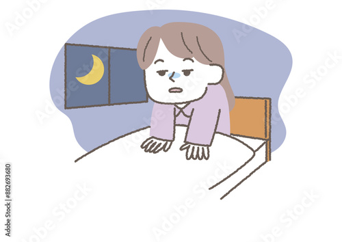 夜寝られない女性のイラスト