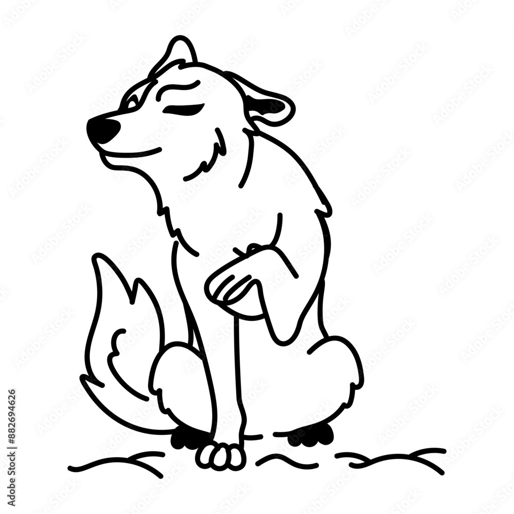 Obraz premium A hand drawn icon of a wolf 